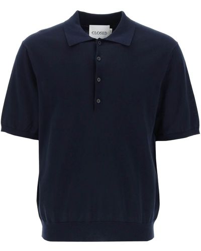Closed Soft Fine Knit Polo Shirt - Blue