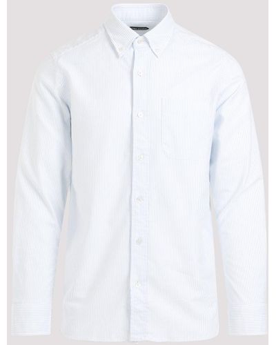 Tom Ford White Cotton Oxford Stripe Slim Shirt