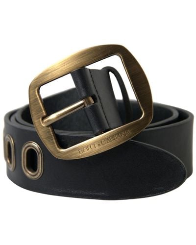 Dolce & Gabbana Sleek Italian Leather Belt With Metal Buckle - Black