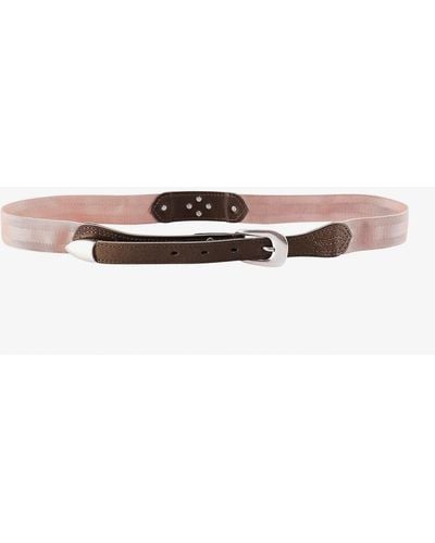 Our Legacy Leather Stitched Profile Belts - Pink