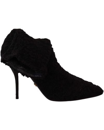 Dolce & Gabbana Elegant Mid-Calf Viscose Boots - Black