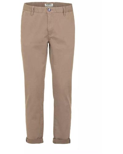 Fred Mello Beige Cotton Blend Casual Trousers - Natural