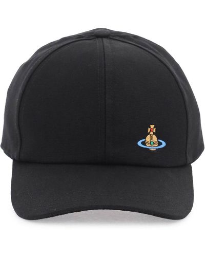 Vivienne Westwood Uni Colour Baseball Cap With Orb Embroidery - Black