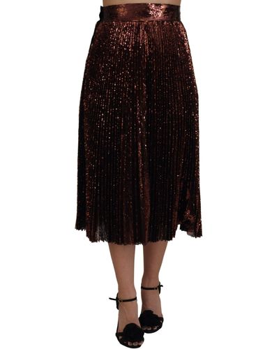 Dolce & Gabbana Elegant High Waist A-Line Midi Skirt - Black