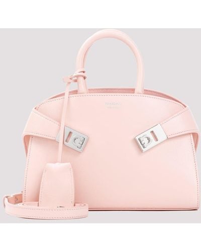 Ferragamo Pink Calf Leather Hug Mini Handbag