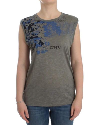 CoSTUME NATIONAL Print Sleeveless T-shirt Grey Sig12531
