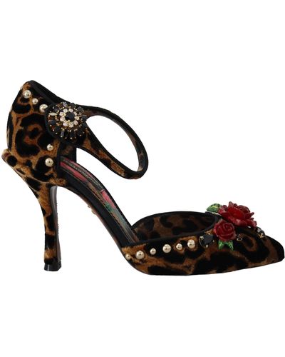 Dolce & Gabbana Chic Leopard Ankle Strap Sandal Heels - Black