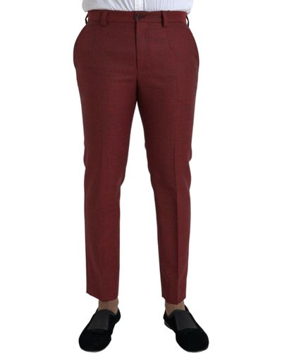 Dolce & Gabbana Wool Skinny Dress Pants - Red