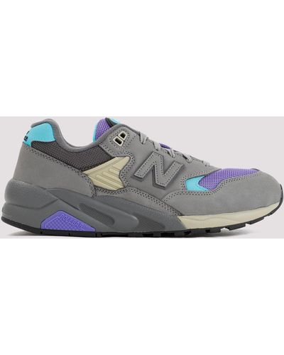 New Balance Shadow Grey Textile And Leather 580 Trainers - Blue