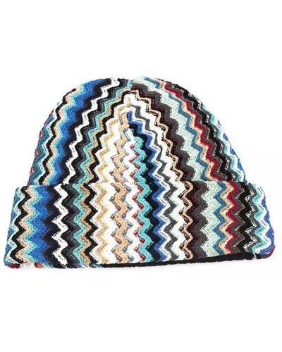 Missoni Geometric Fantasy Multicolour Wool Blend Hat - Blue