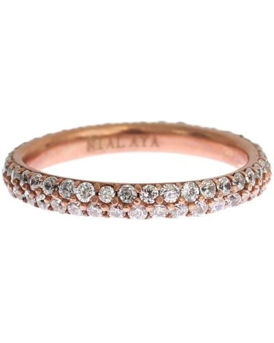 Nialaya Pink Gold 925 Silver Clear Cz Ring - Black
