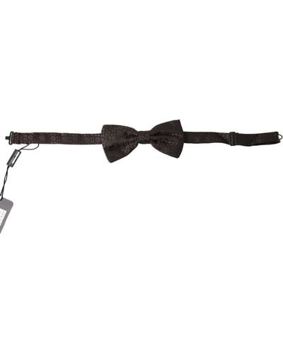 Dolce & Gabbana Brown Floral Jacquard Adjustable Neck Papillon Bow Tie - Black