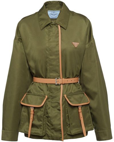 Prada Re-nylon Belted Jacket - 38 Loden - Green