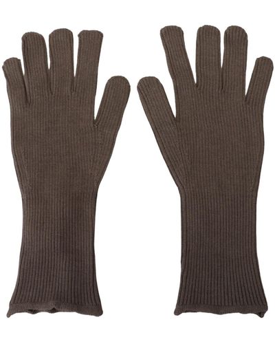 Dolce & Gabbana Grey Cashmere Knitted Hands Mitten Mens Gloves - Brown