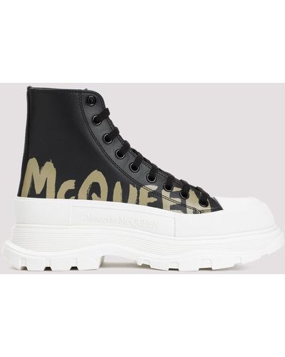 Alexander McQueen Black White Leather Boots