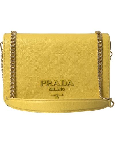 Prada Elegant Saffiano Leather Shoulder Bag - Yellow
