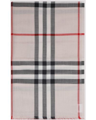 Burberry Stone Check Wool And Silk Check Scarf - Pink