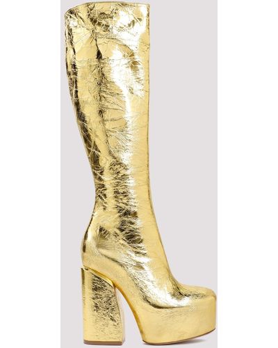 Dries Van Noten Gold Leather Boots - Metallic