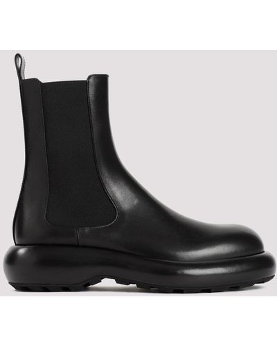 Jil Sander Black Patent Calf Leather Ankle Boot