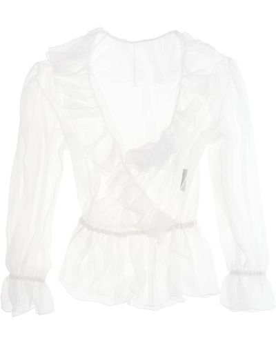 Dolce & Gabbana Silk Chiffon Blouse With Ruffles. - White