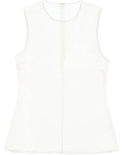 Ami Paris Sleeveless Silk Top In - White