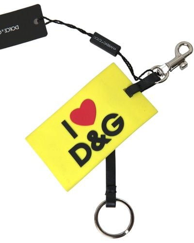 Dolce & Gabbana Yellow Silicone Dg Logo Gold Brass Keyring Keychain