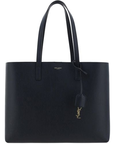 Saint Laurent Calf Leather Tote Shoulder Bag - Black