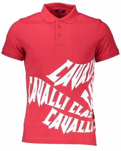 Class Roberto Cavalli Pink Cotton Polo Shirt - Red