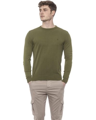 Conte Of Florence Crew Neck Solid Colour Jumper - Green