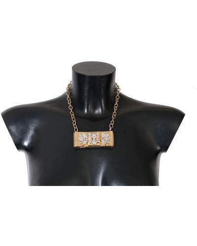 Dolce & Gabbana Elegant Gold Crystal Statement Choker - Black