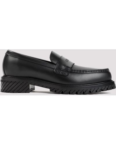 Off-White c/o Virgil Abloh Black Military Leather Loafers