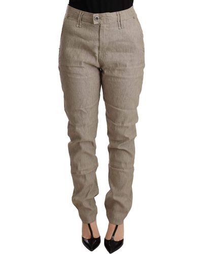 CYCLE Beige Mid Waist Casual Baggy Stretch Trouser - Multicolour