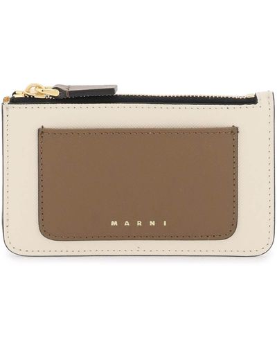 Marni Tricolor Zippered Cardholder - Brown