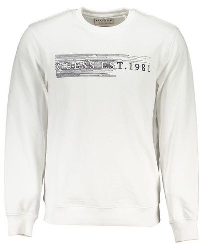 Guess Slim Fit Embroidered Crew Neck Jumper - White