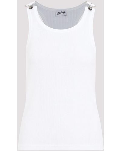 Jean Paul Gaultier White Cotton Ribbed Tank Top