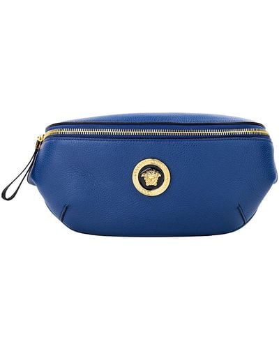 Versace Small Calf Leather Medusa Pendant Fanny Waist Pack Belt Bag - Blue