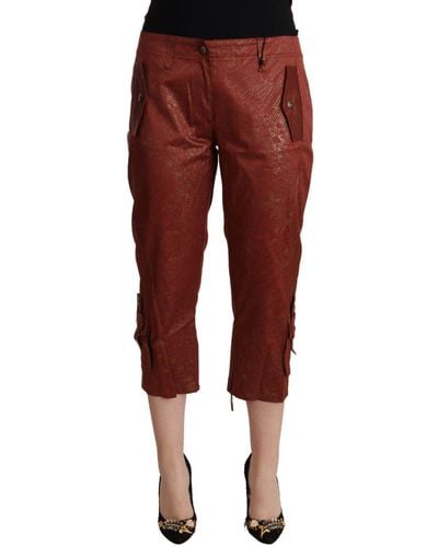 Just Cavalli Chic Cropped Cotton Pants - Red