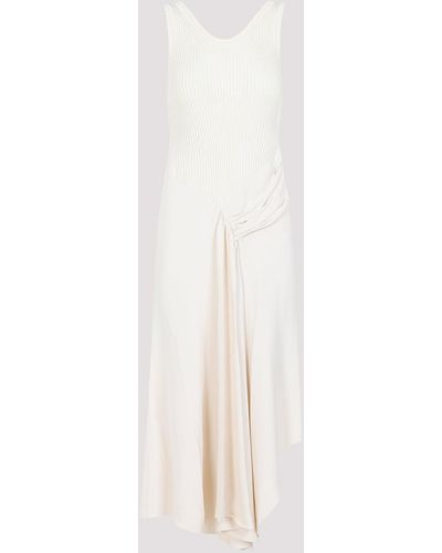 Victoria Beckham Cream Sleeveless Tie Detail Viscose Midi Dress - White