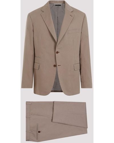 Brioni Beige Cotton Suit - Brown