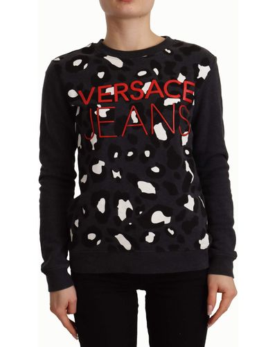 Versace Leopard Long Sleeves Pullover Jumper Cotton - Black