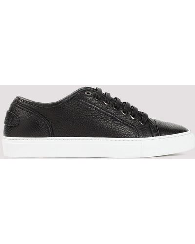 Brioni Black Grained Leather Trainers