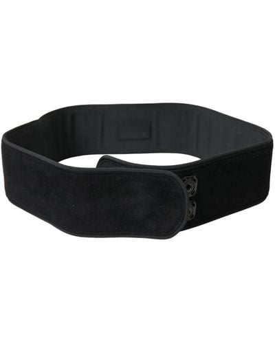 Dolce & Gabbana Black Suede Leather Wide Waist Belt