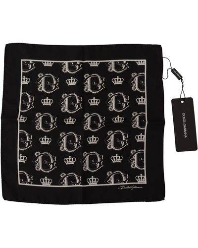 Dolce & Gabbana Dg Crown Print Square Handkerchief - Black