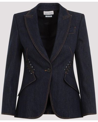 Alexander McQueen Dark Cold Wash Blue Cotton Denim Jacket