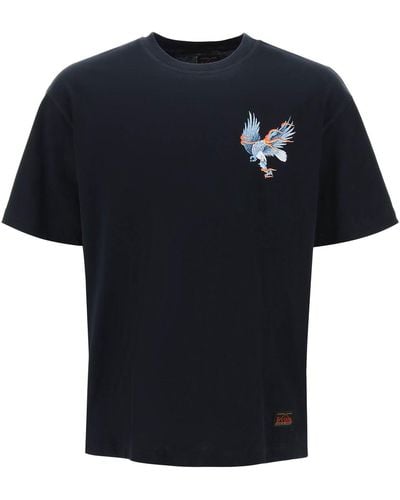 Evisu T Shirt With Eagle Print And Logo Embroidery - Black