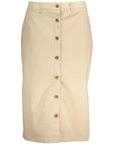 GANT Chic Longuette Skirt With Classic Button Detail - Natural