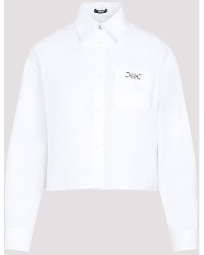 Versace Optical White Cotton Informal Baroque Shirt