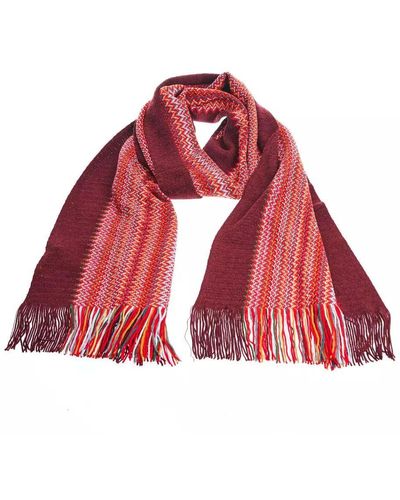 Missoni Vibrant Geometric Patterned Scarf With Fringes - Red