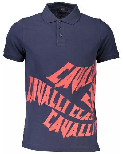 Class Roberto Cavalli Blue Cotton Polo Shirt