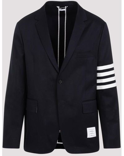 Thom Browne Navy Unconstructed Cotton Classic Jacket - Blue